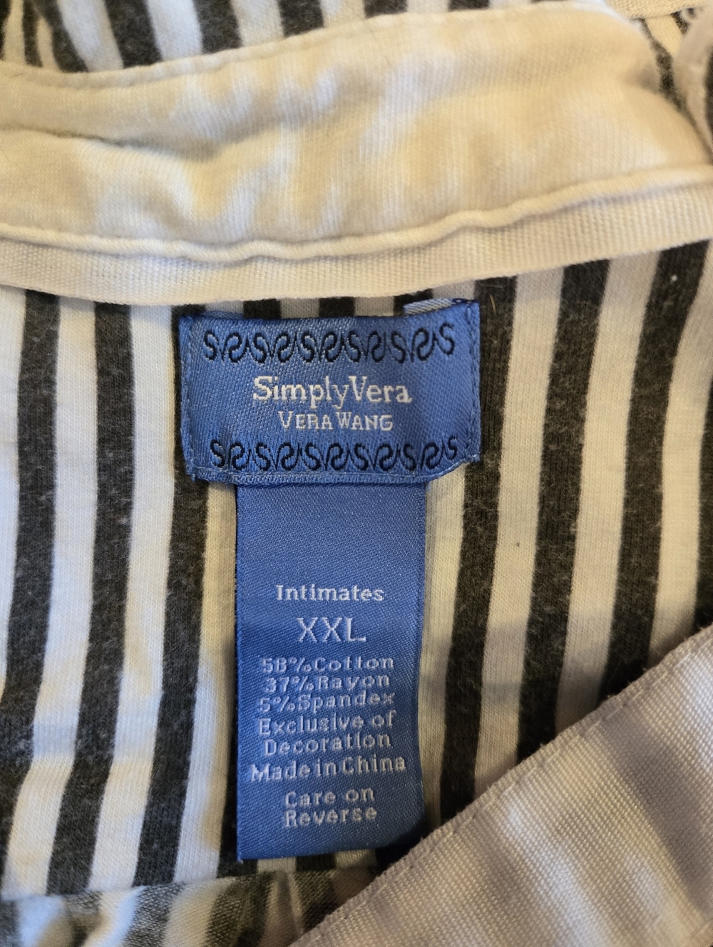 Simply Vera Vera Wang Black and White Striped Button-Down Nightshirt - Picture 2 of 3